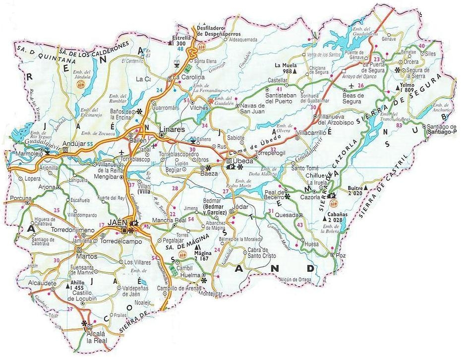 Mapa de la provincia de Jaen